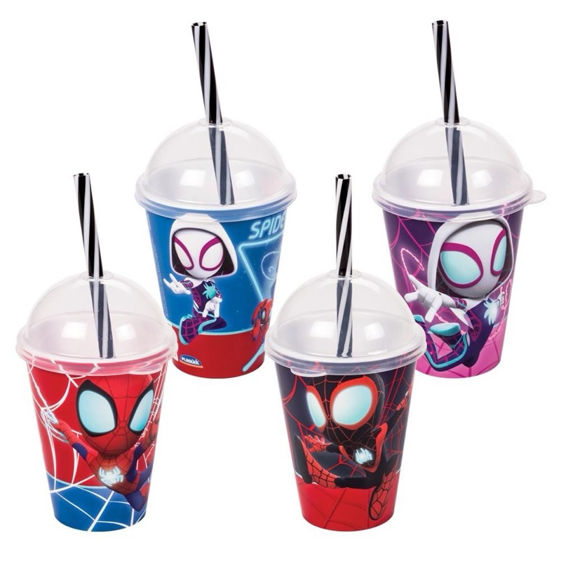 Kit 10 Copos com Canudo Homem Aranha Spid...
