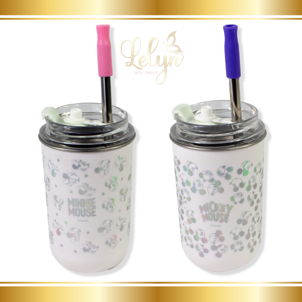 Copo Minnie e Mickey Neo com Canudo 300ml