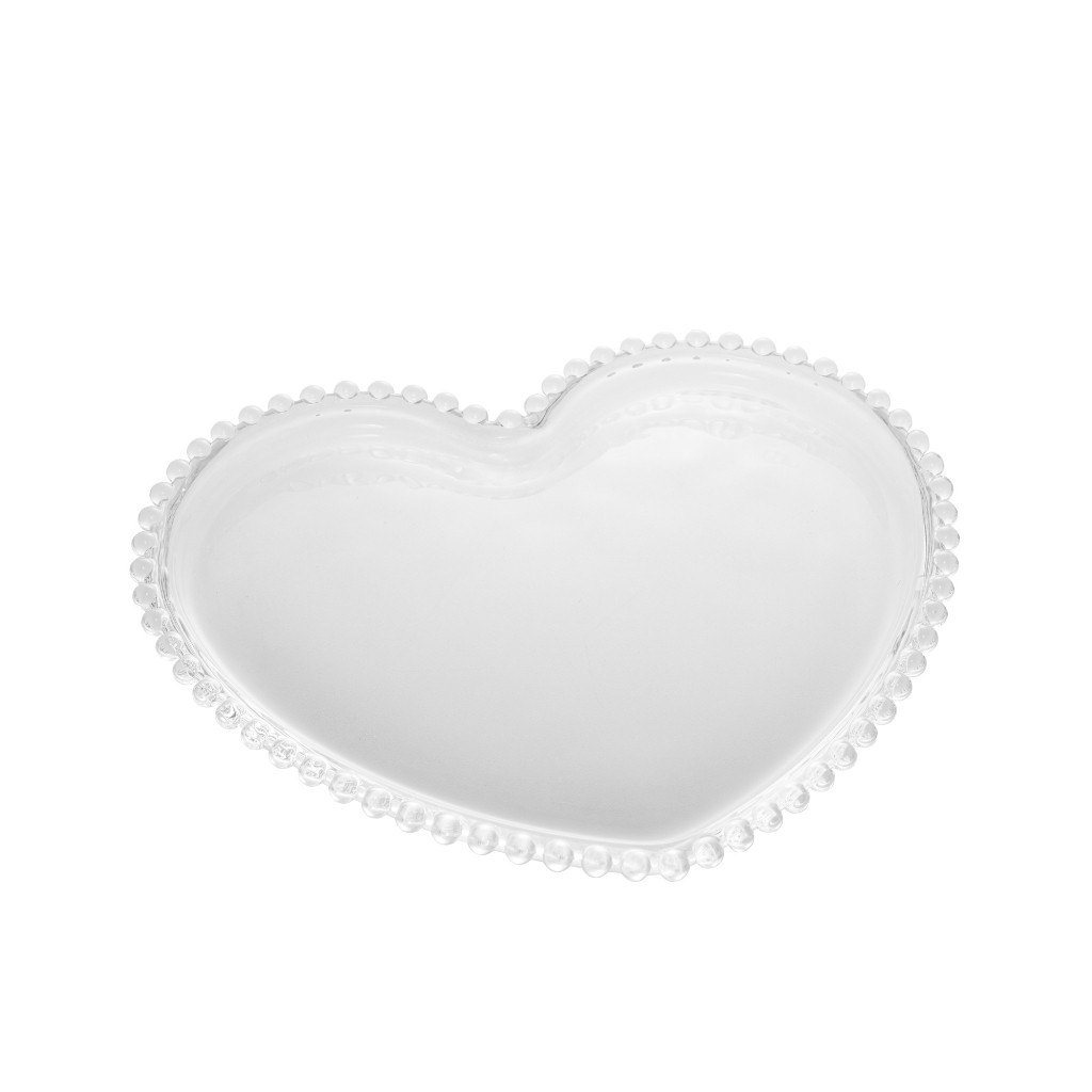 Prato de Cristal Coração Pearl 25cm x 22c...