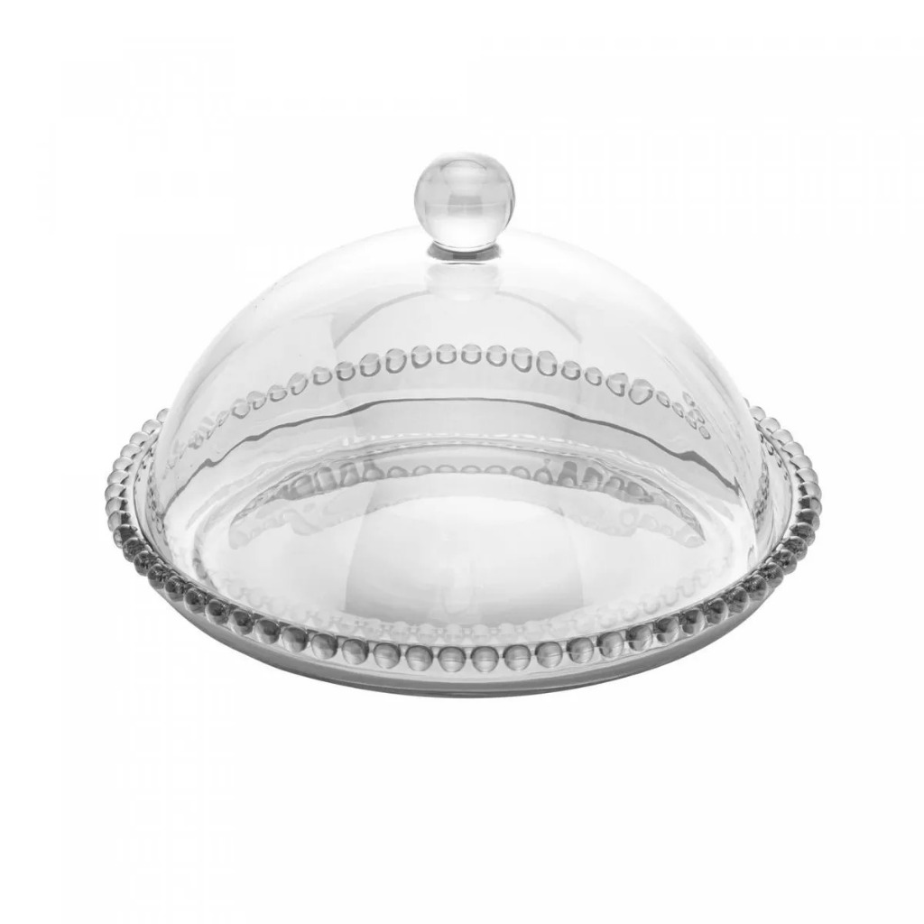 Queijeira de Cristal Pearl Ambar Metaliza...