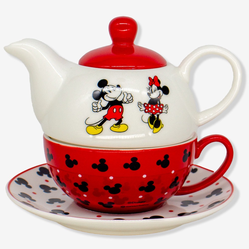Bule e Xicara Minnie Mouse e Mickey Mouse...