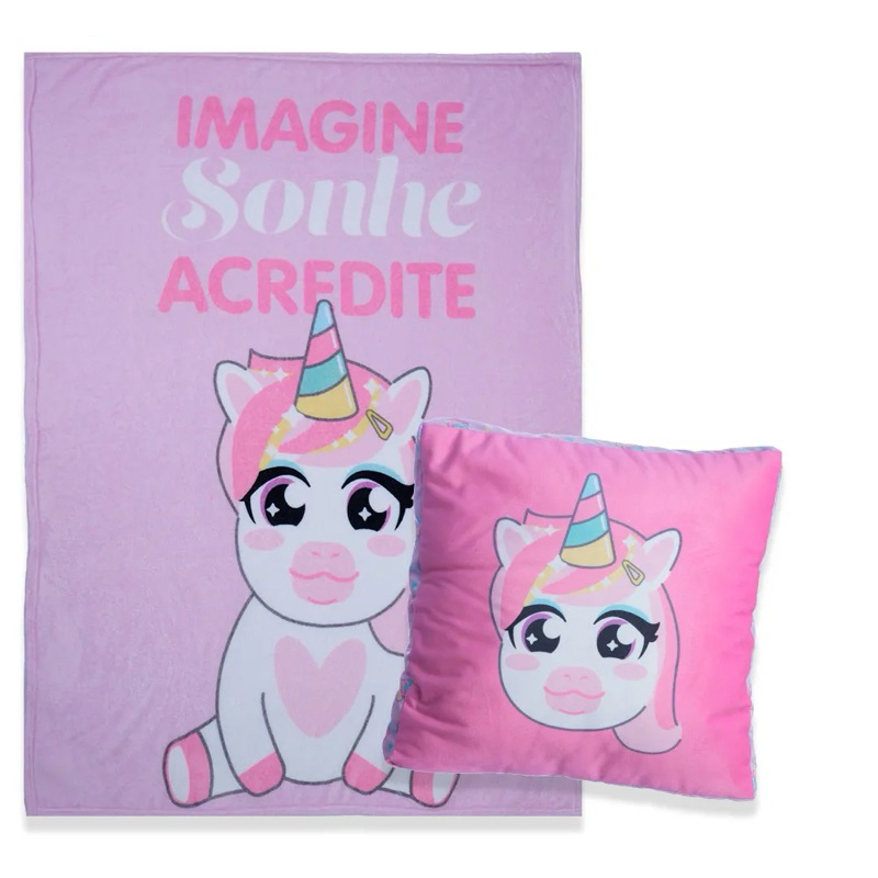 Kit Manta com Almofada Unicórnio