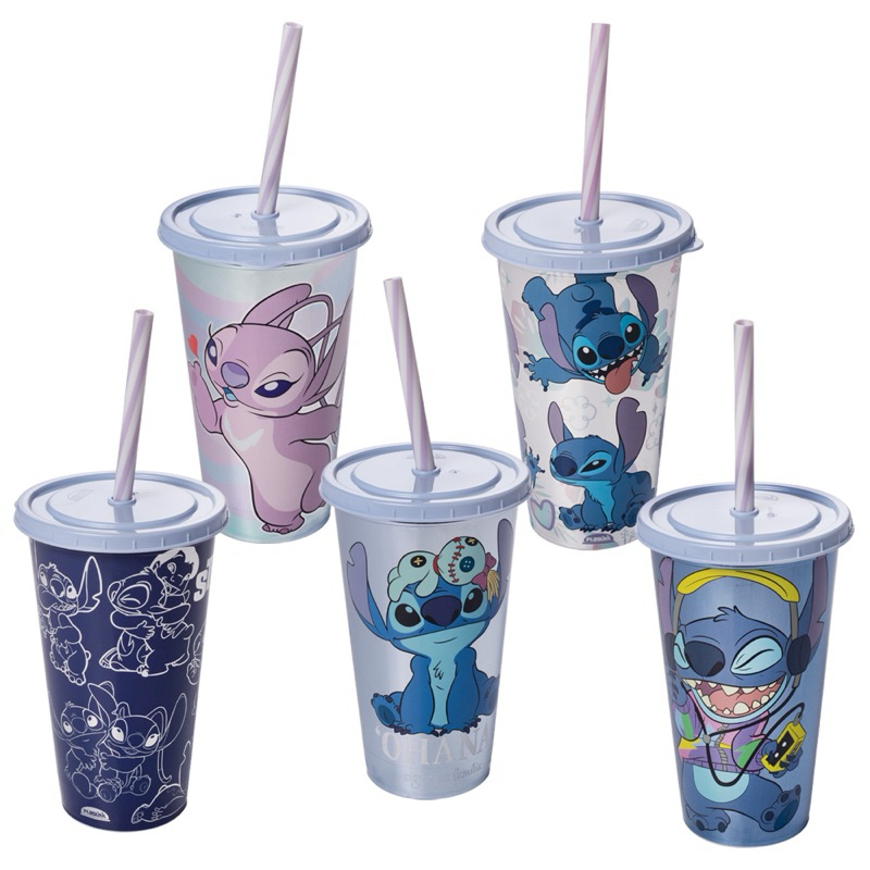 Kit 15 Copos com Canudo Stitch 500ml - So...