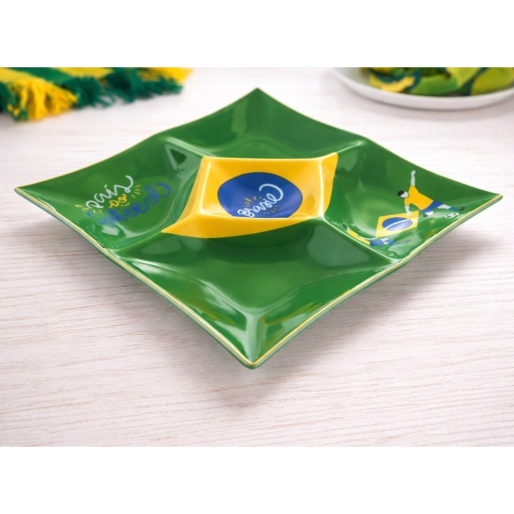 Petisqueira de Vidro Chip e Dip Brasil Pr...