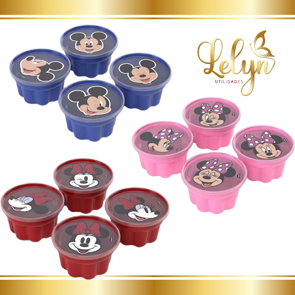 Kit Forma de Gelatina Mickey e Minnie 4pçs