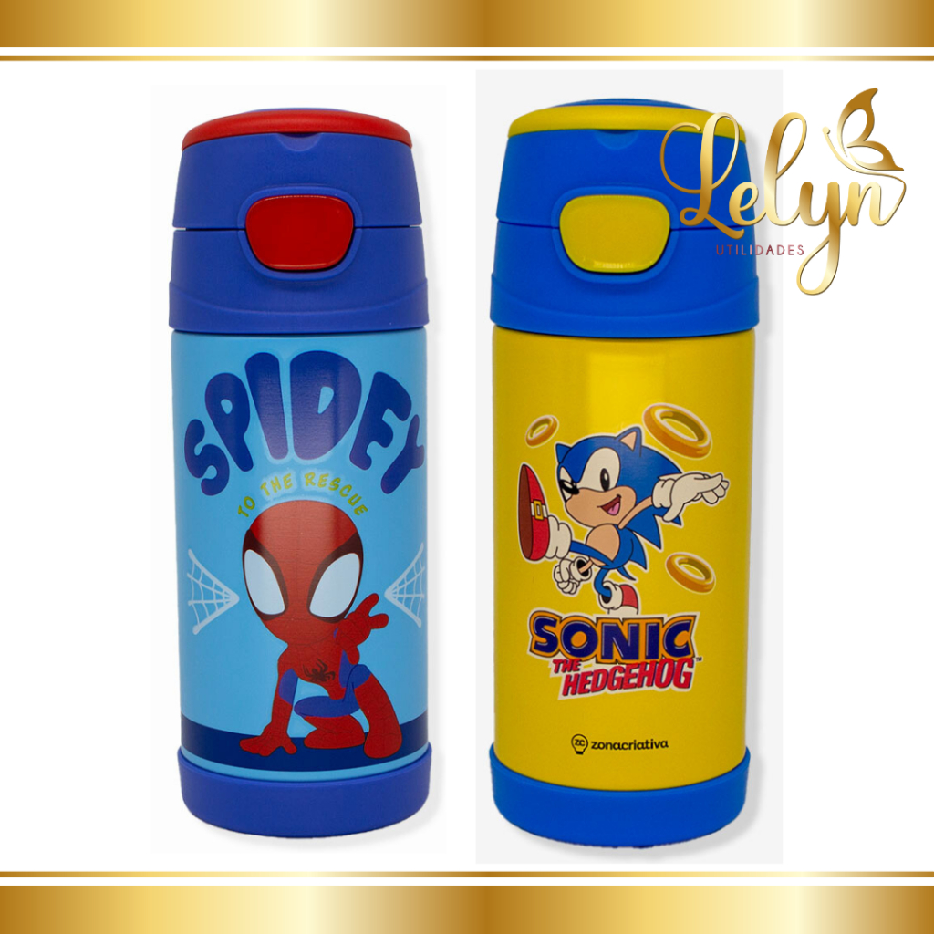 Garrafa Térmica Homem Aranha e Sonic Infa...