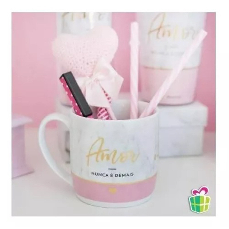 Caneca Porcelana Amor Nunca é Demais 300ml