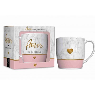 Caneca Porcelana Amor Nunca é Demais 300ml