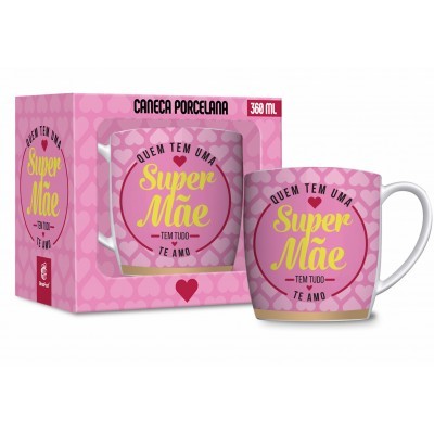 Caneca Porcelana Urban Super Mãe Presente...