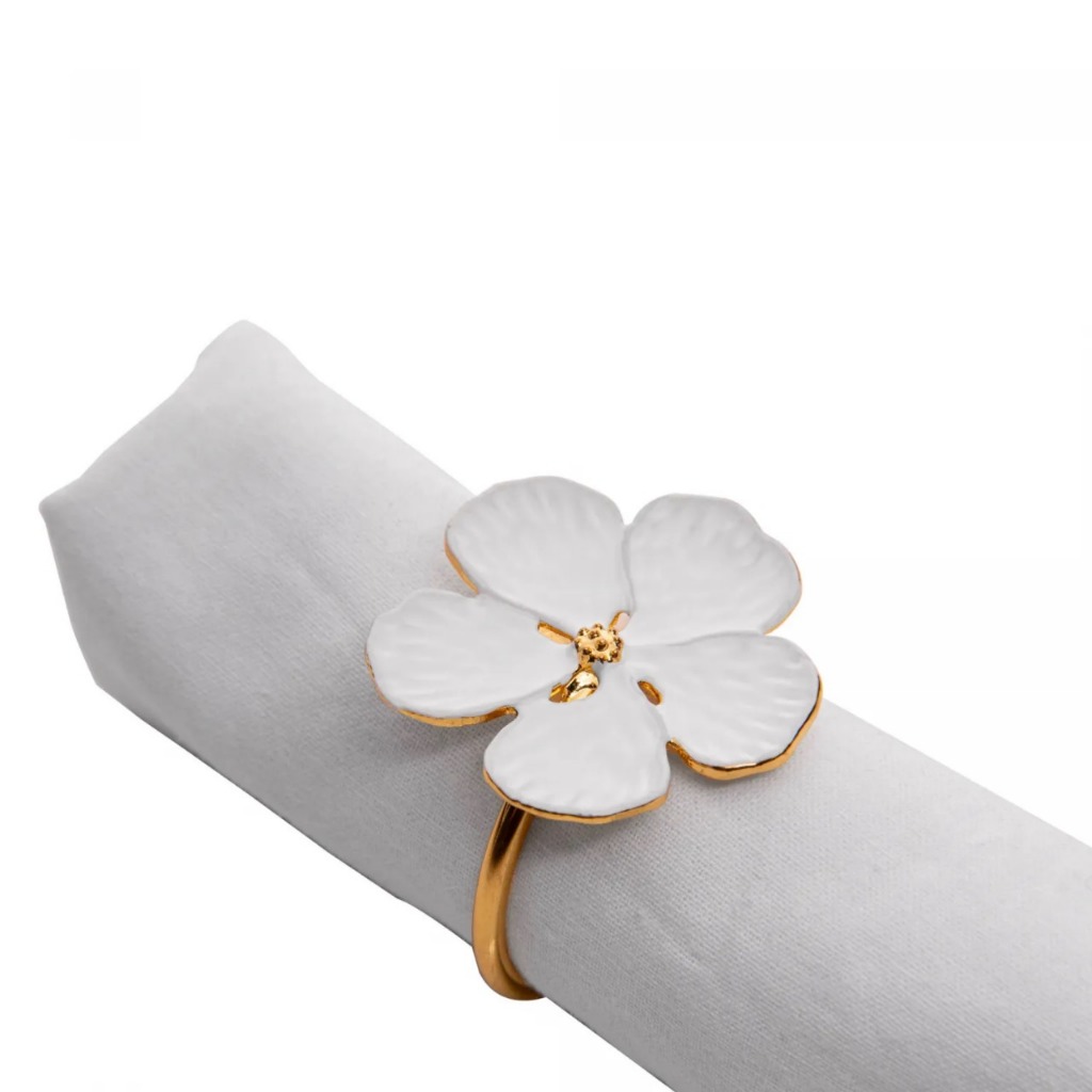 Conjunto 4 Anéis para Guardanapos Flor Fl...