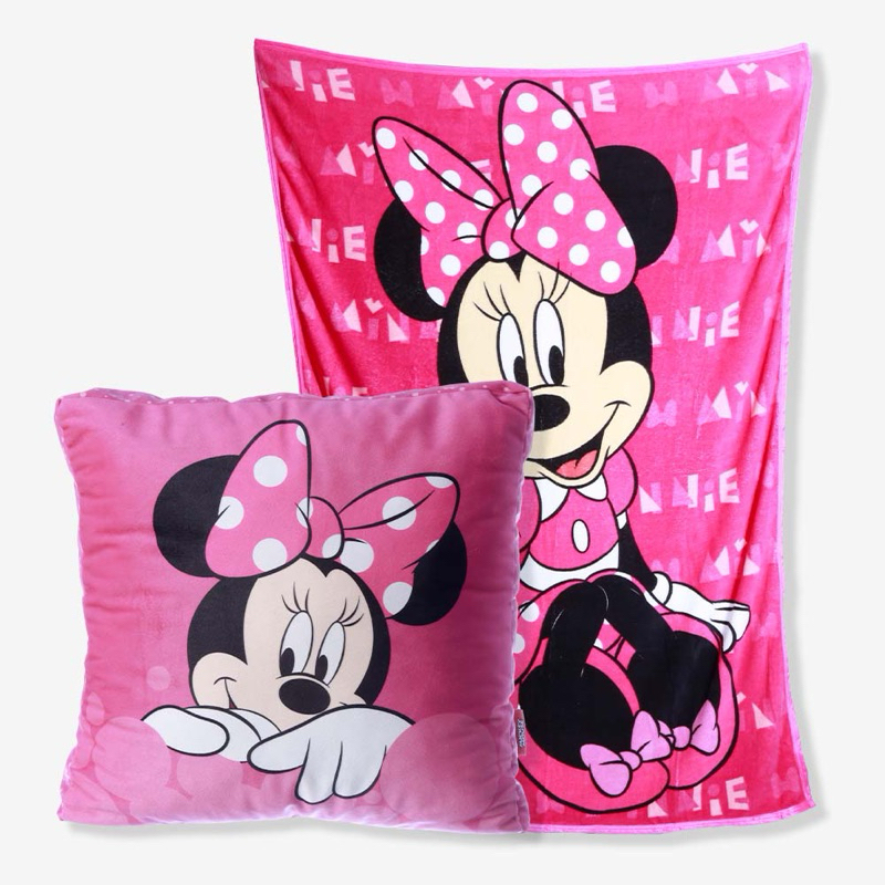Kit Manta com Almofada Minnie Rosa