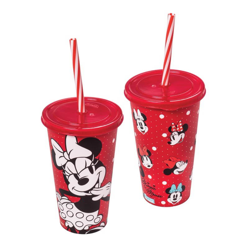 Copo com Canudo Minnie Vermelha e Minnie ...