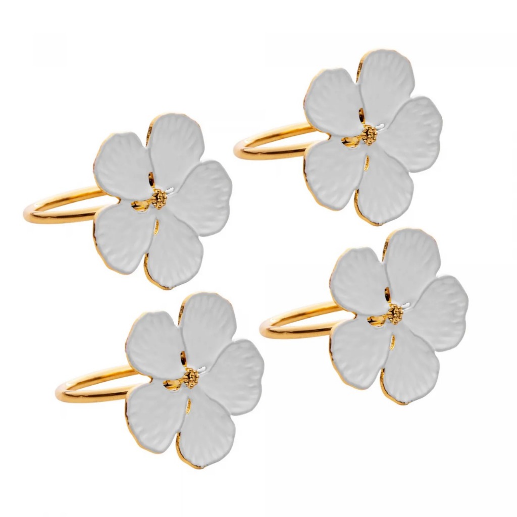 Conjunto 4 Anéis para Guardanapos Flor Fl...