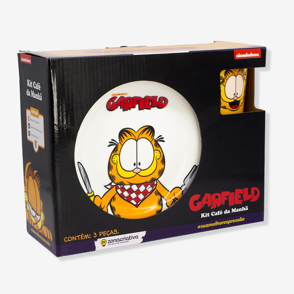 Kit Alimentação Garfield Prato, Bowl e Ca...