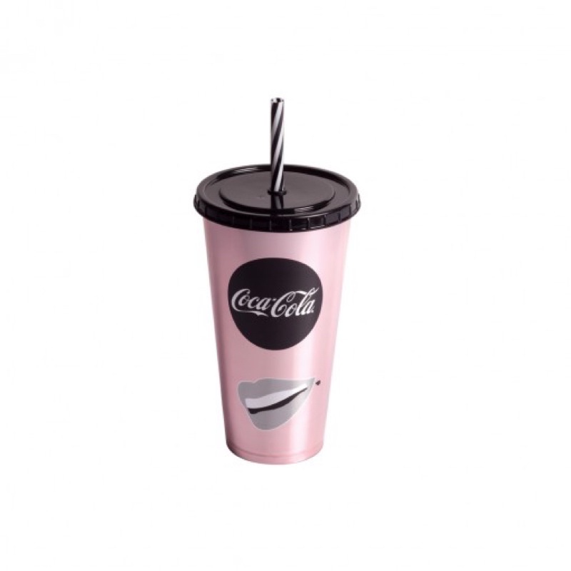 Copo com Canudo Coca-Cola Rosa 700ml