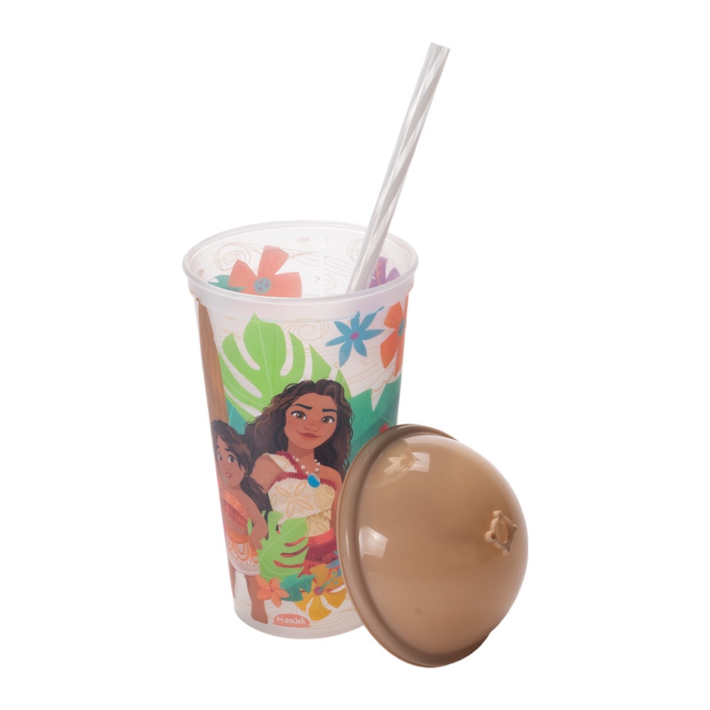 Copo Com Canudo Moana 500ml