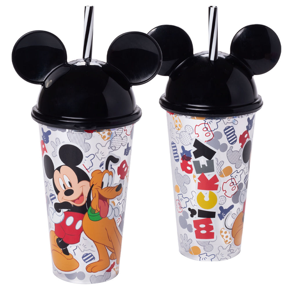 Copo com Canudo e Orelha Mickey 500ml