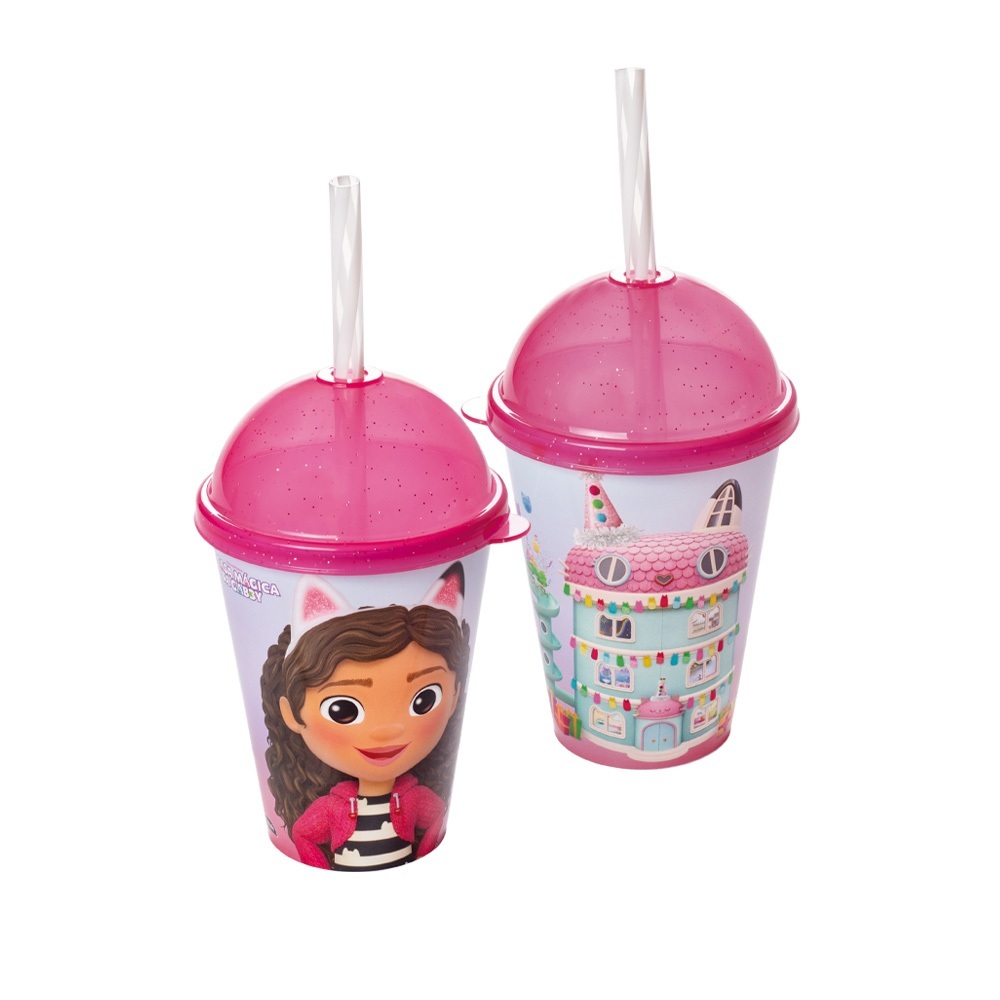 Copo com Canudo Casa Mágica da Gabby 280ml