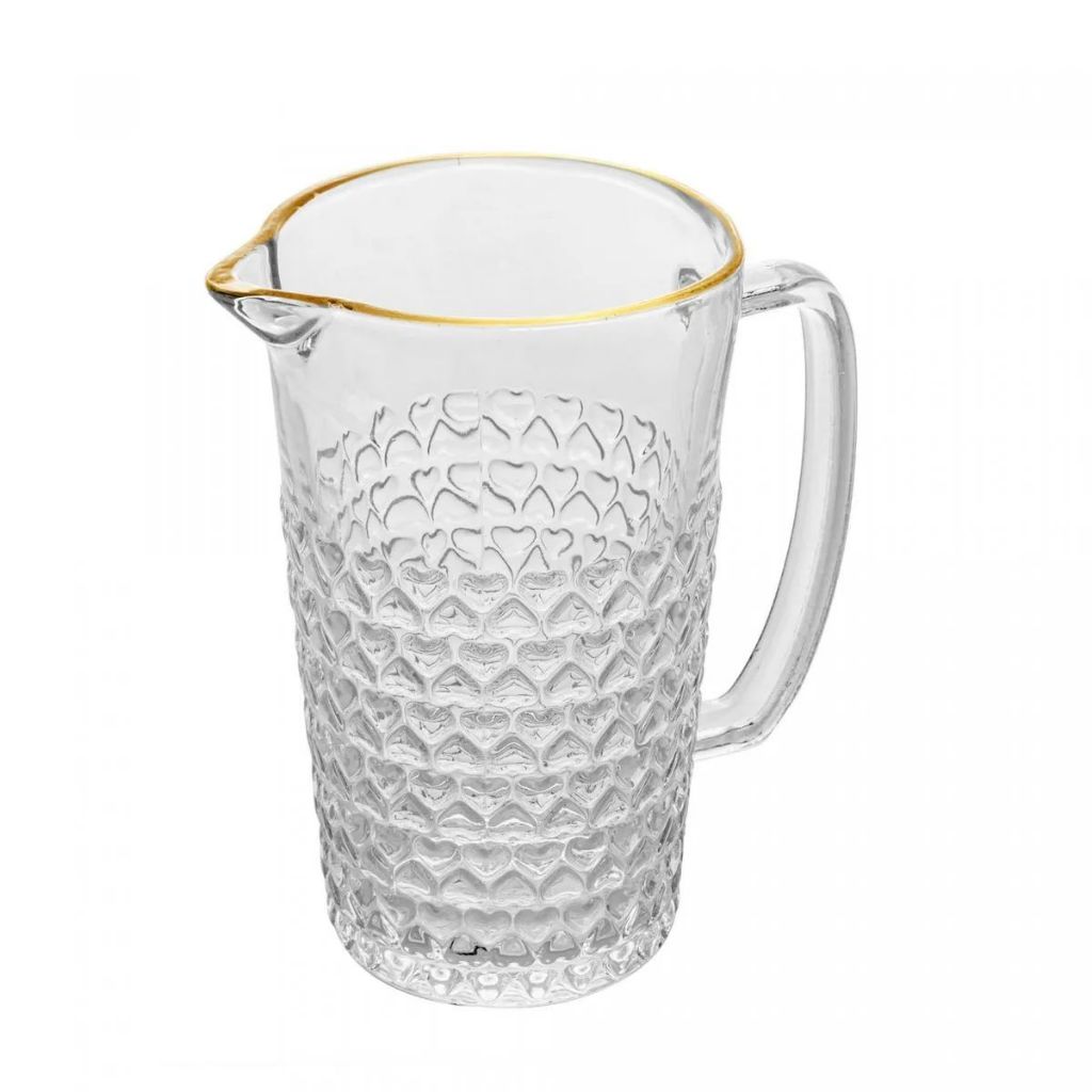 Jarra de Vidro com Fio de Ouro Coração 750ml