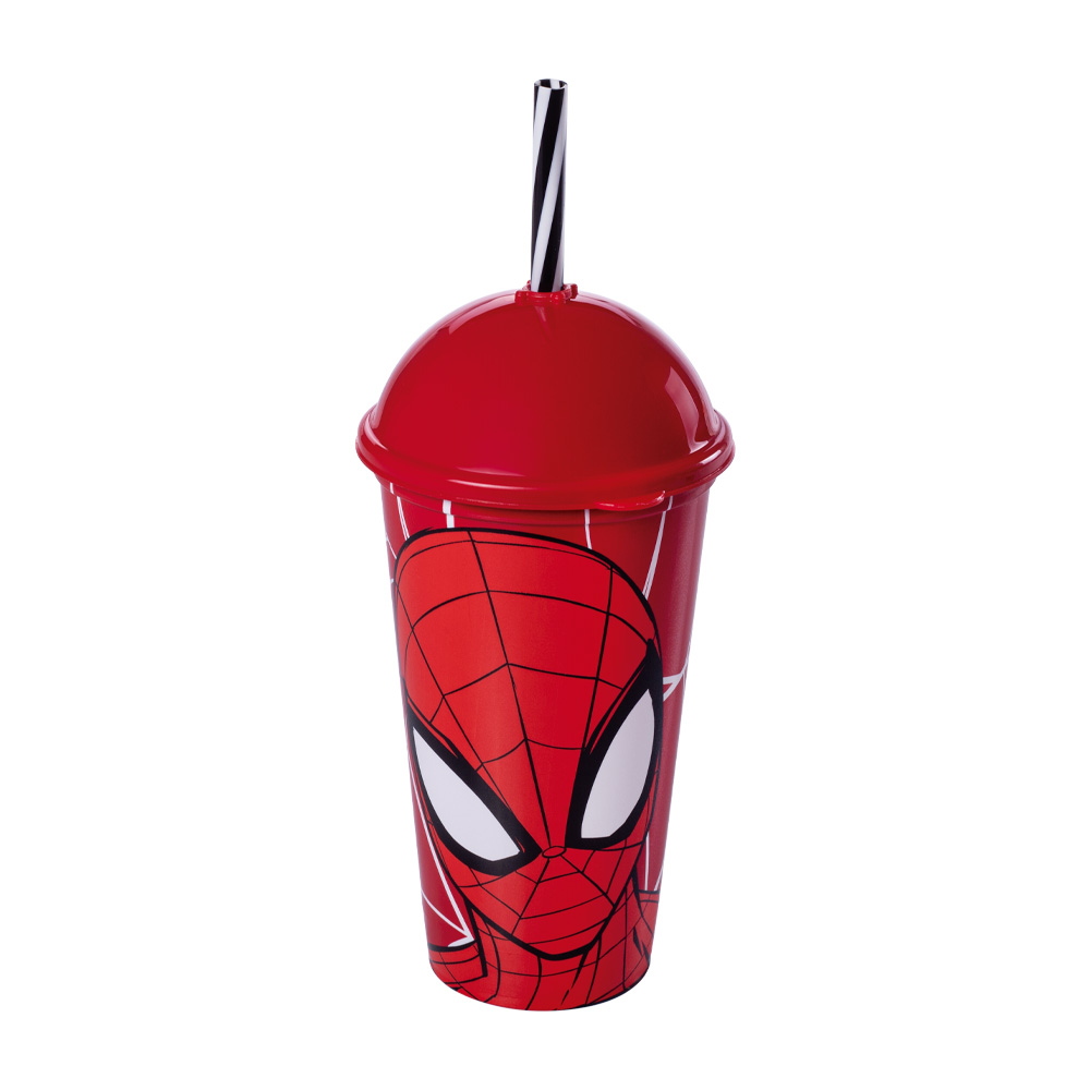 Copo Com Canudo Homem Aranha 500ml Plasutil