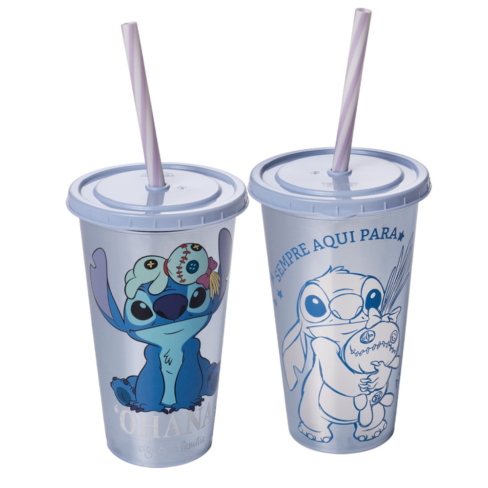 Copo com canudo Stitch Refri 500 ml