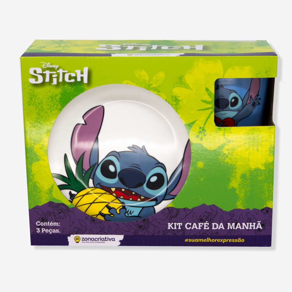 KIT Alimentação STITCH Prato, Bowl e Cane...