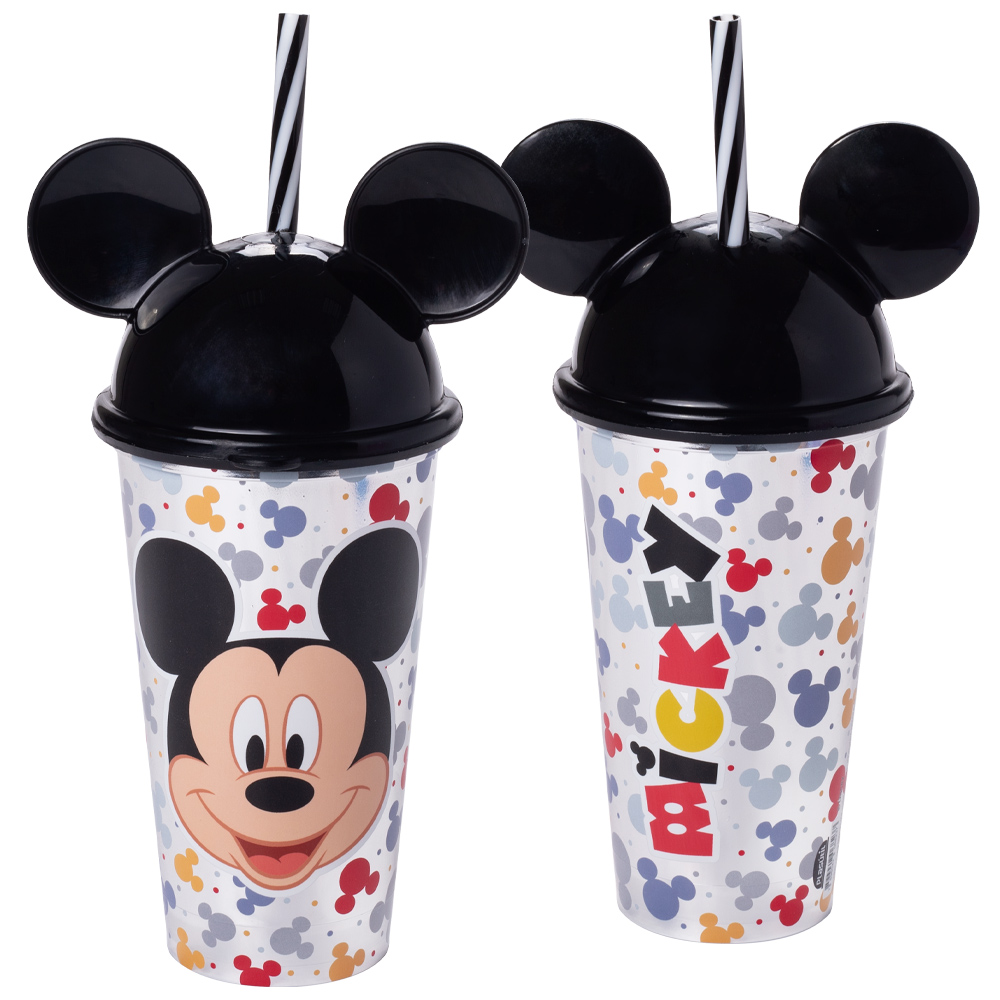 Copo com Canudo e Orelha Mickey 500ml