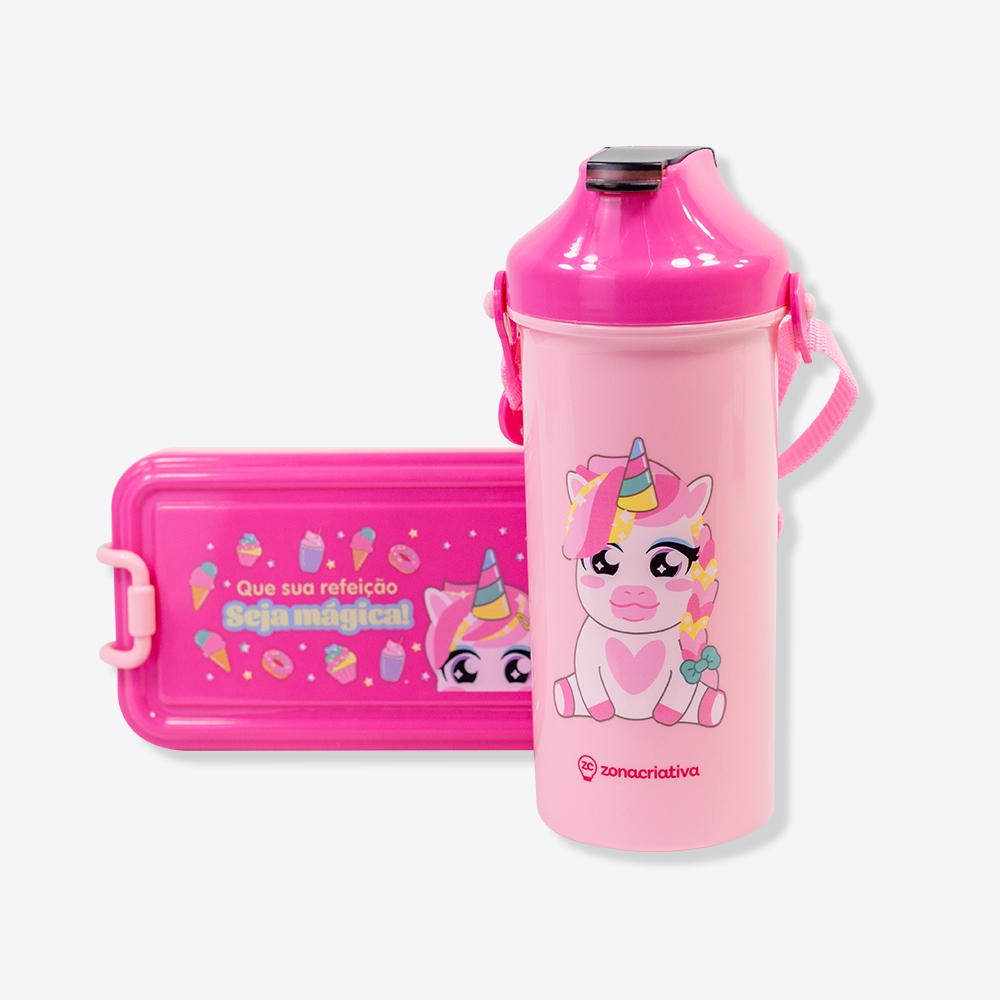 Kit Lancheira Unicórnio | Marmita 620mL +...