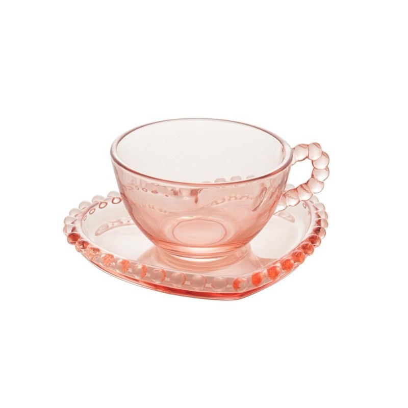 4 Xícaras para Chá Pearl de Cristal Rosa ...