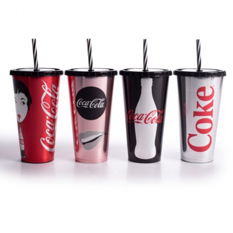 Copo com Canudo Coca-Cola Rosa 700ml