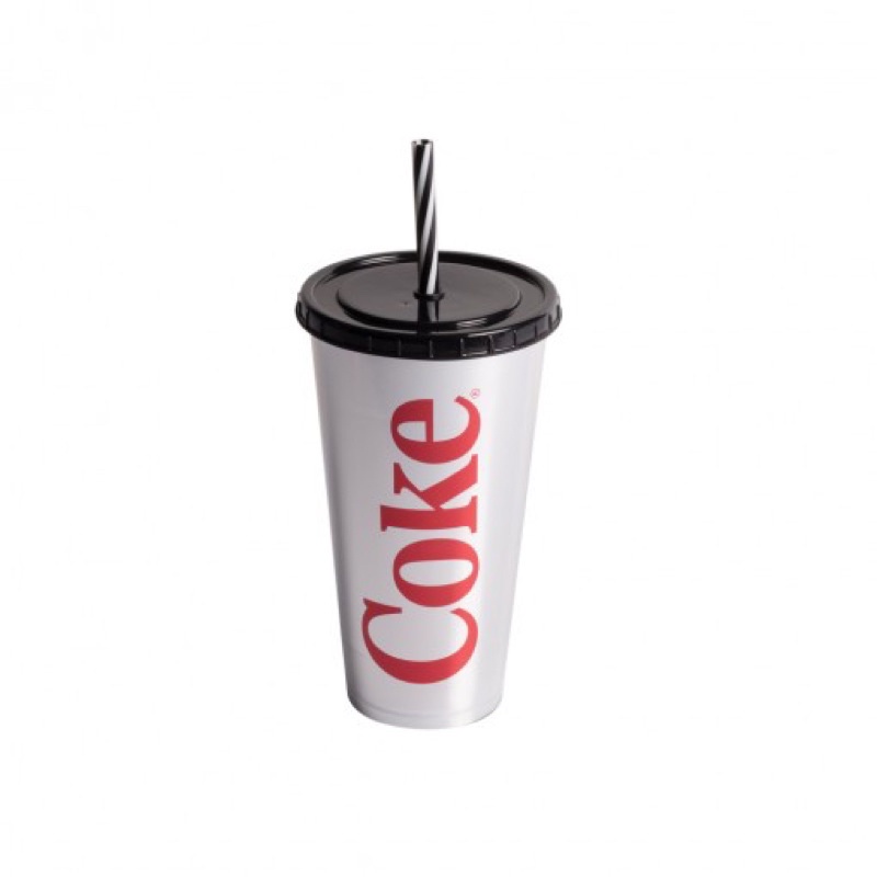 Copo com Canudo Coca Cola Prata 700 ml - ...