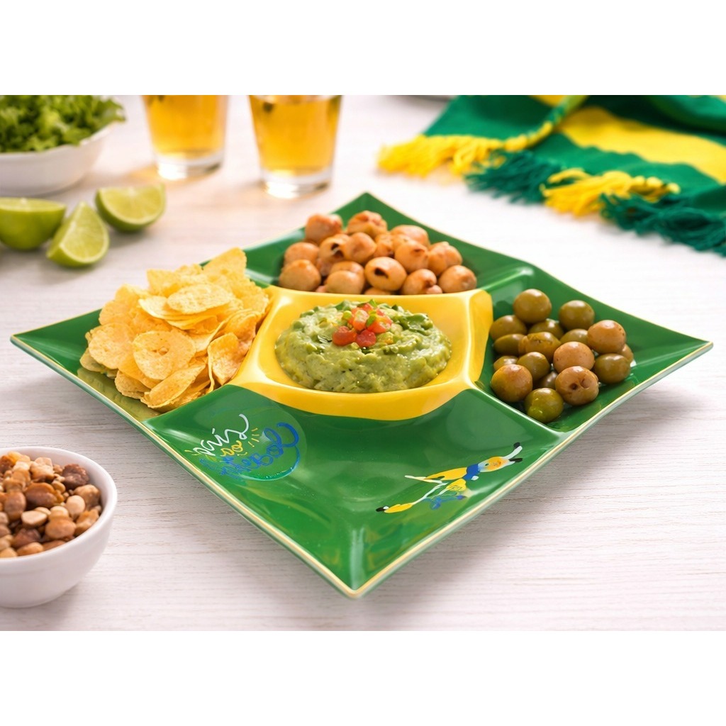 Petisqueira de Vidro Chip e Dip Brasil Pr...