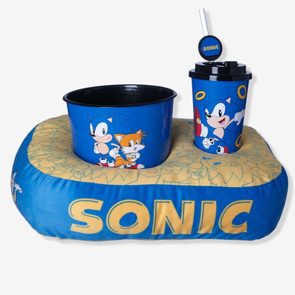Kit Pipoca Sonic Infantil Almofada, Balde...