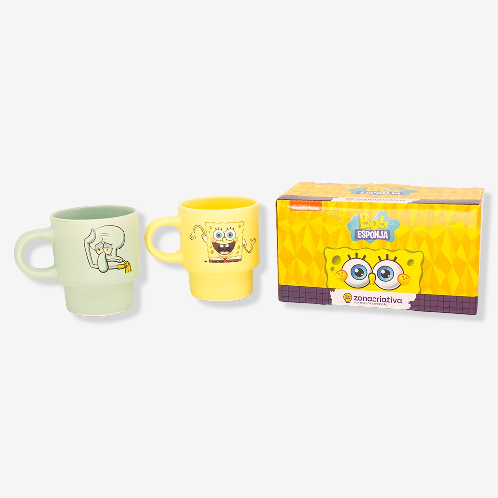 Kit canecas Empilhaveis Bob Esponja e Lul...