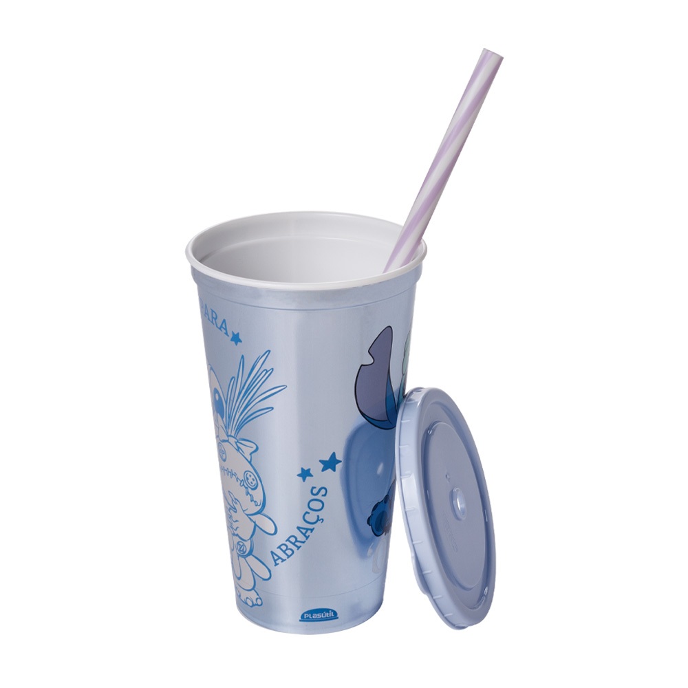Copo com canudo Stitch Refri 500 ml