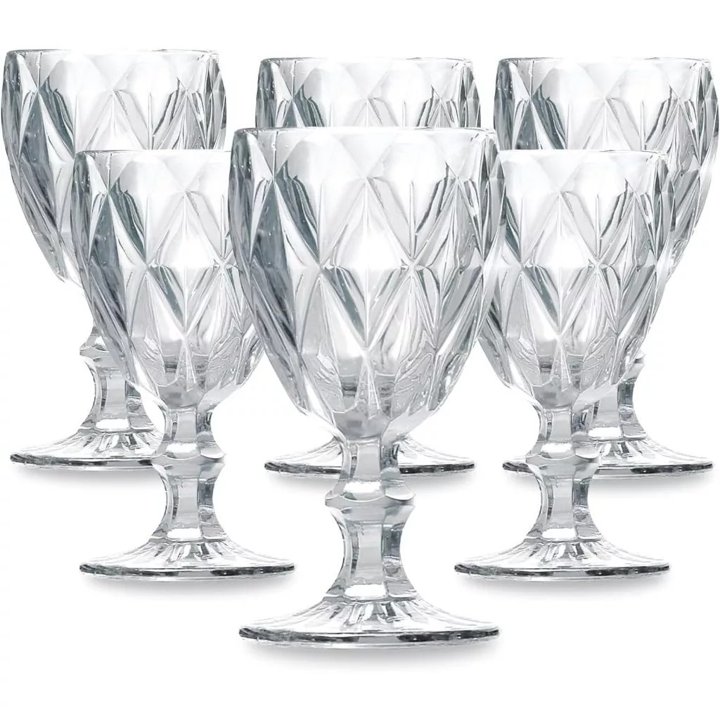 Conjunto 6 Taça de Agua Diamond 320ml Vidro