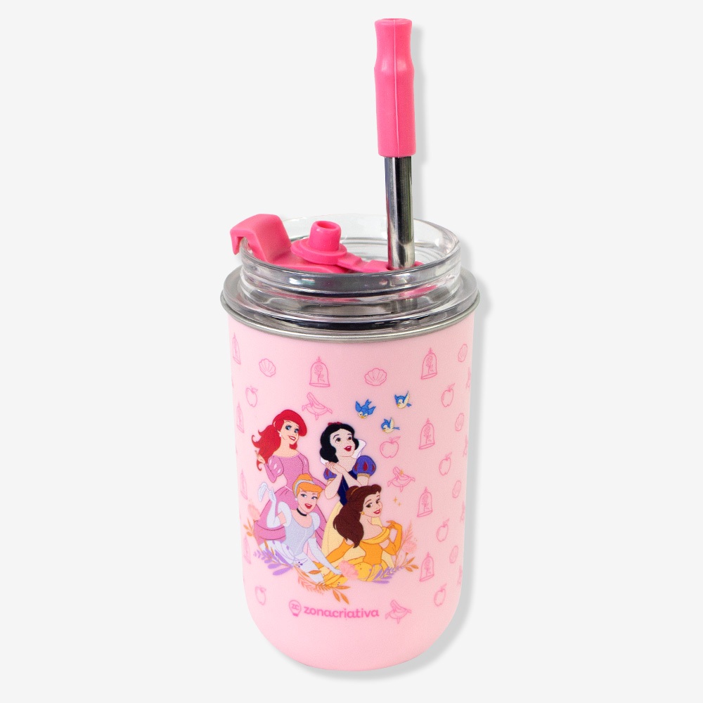 Copo Princesas Neo com Canudo 300ml