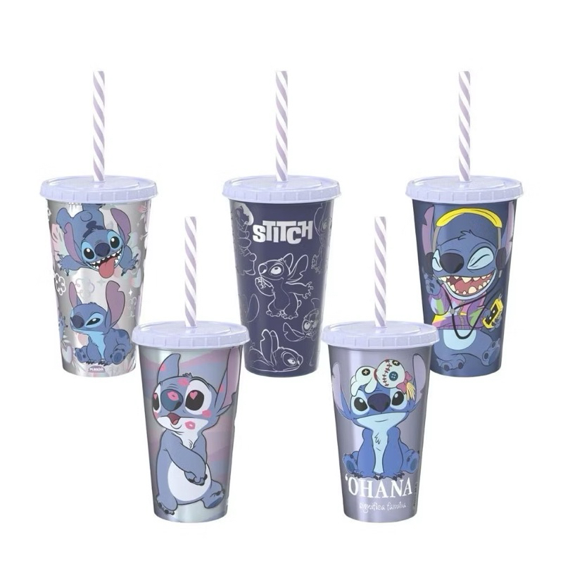 Kit 30 copos com canudo Stitch 500 ml sor...