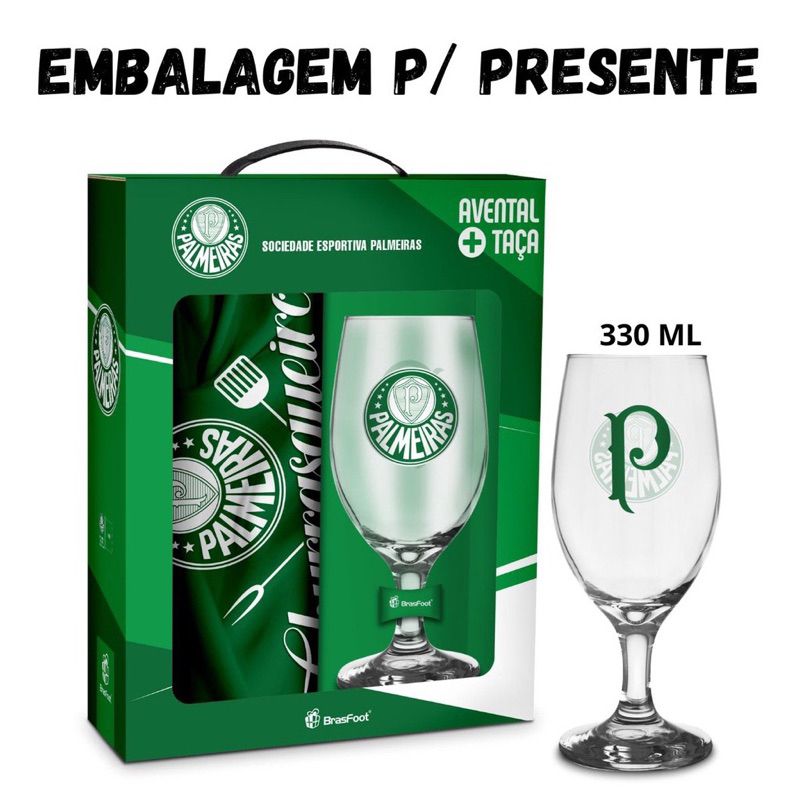 Taça de vidro e Avental PALMEIRAS