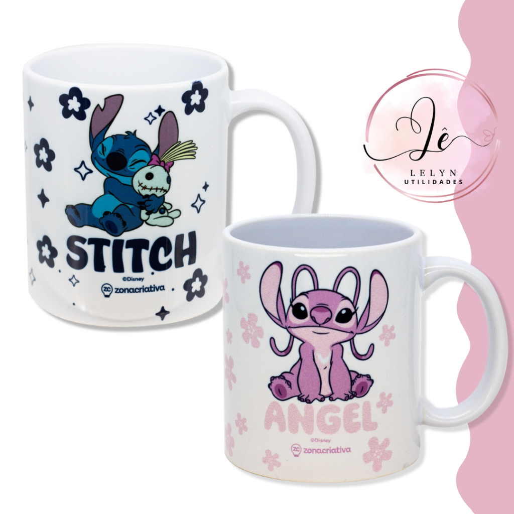 Caneca Stitch e Angel Pop New Gift 350ml