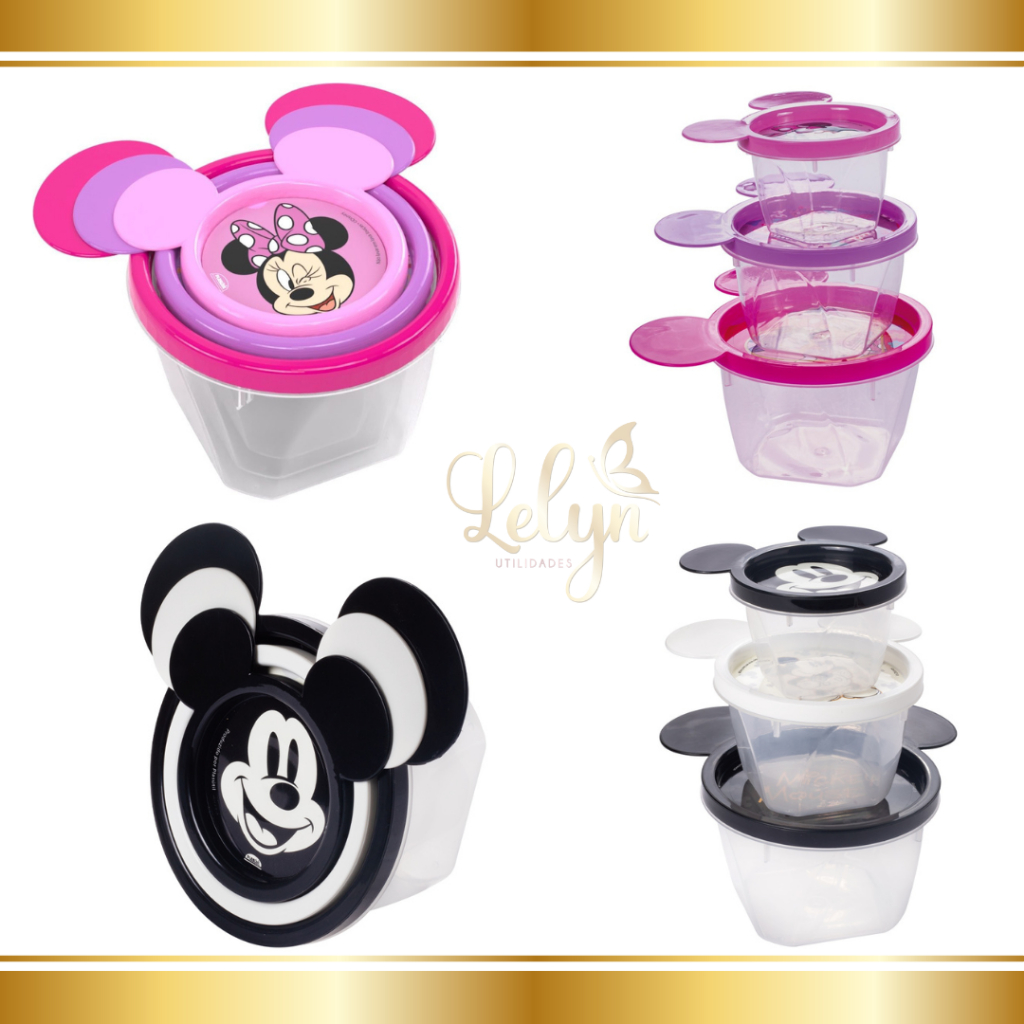 Conjunto de Potes Mickey e Minnie Conect ...