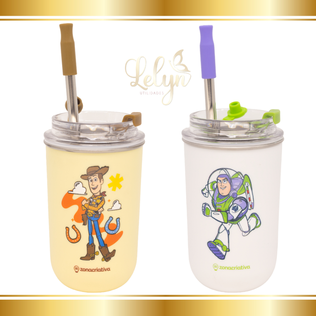 Copo Buzz Lightyear e Woody Neo com Canud...