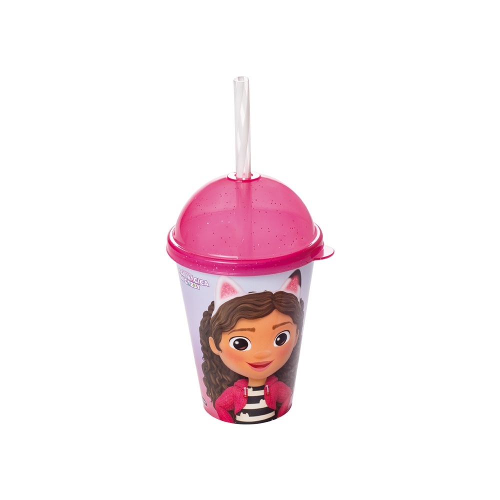 Copo com Canudo Casa Mágica da Gabby 280ml