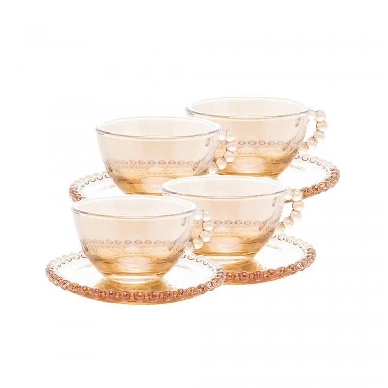 Conjunto 4 Xícaras de Chá de Cristal com ...