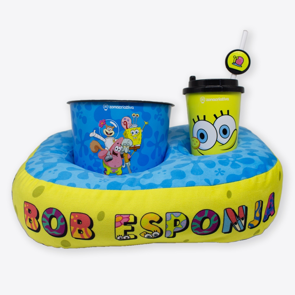 Kit Pipoca Bob Esponja Infantil Almofada,...