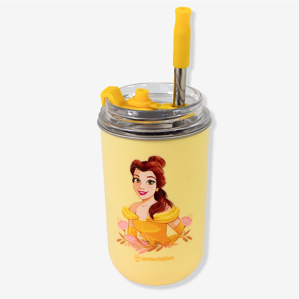 Copo Bela Neo com Canudo Princesas 300ml