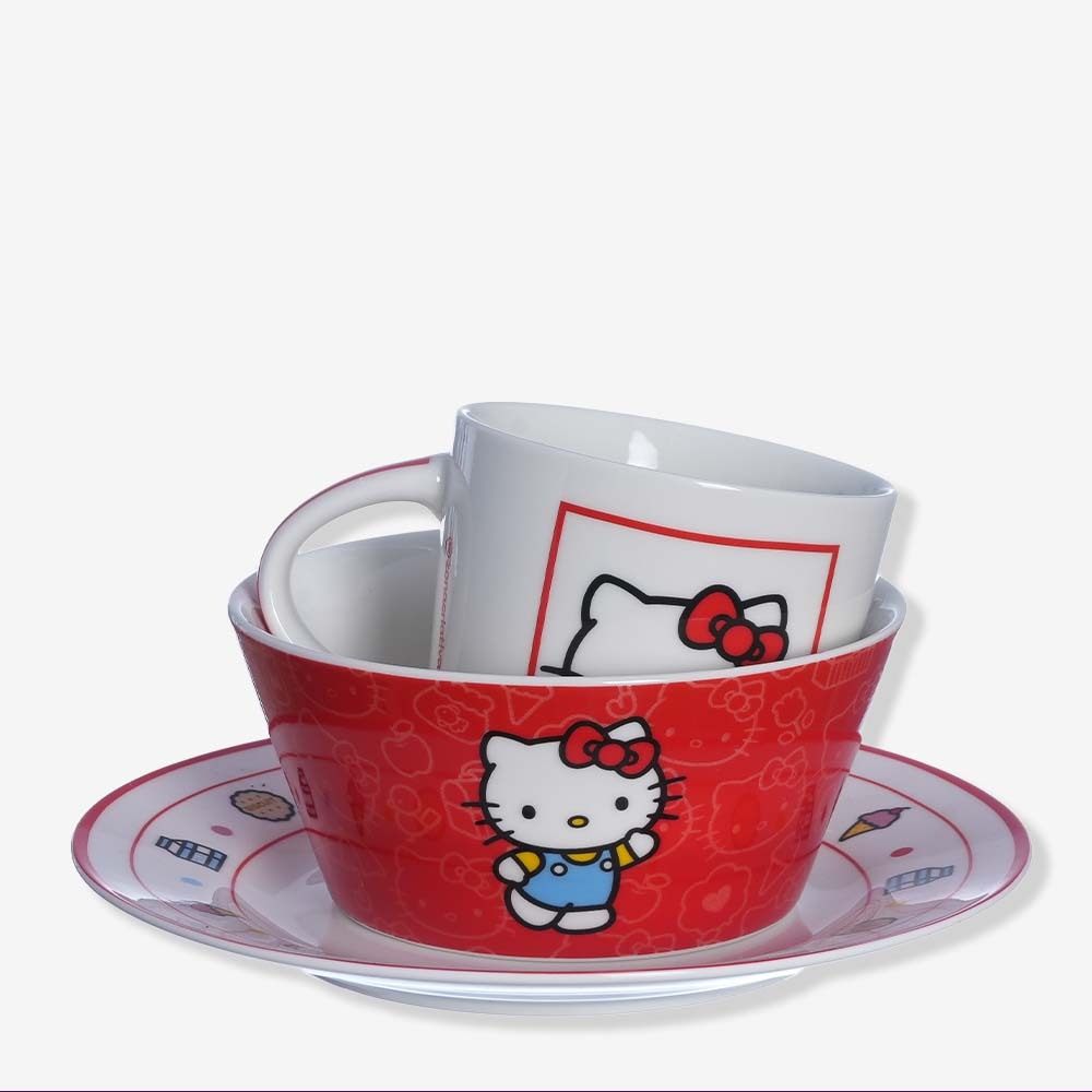 Kit Alimentação Hello Kitty Prato, Bowl e...