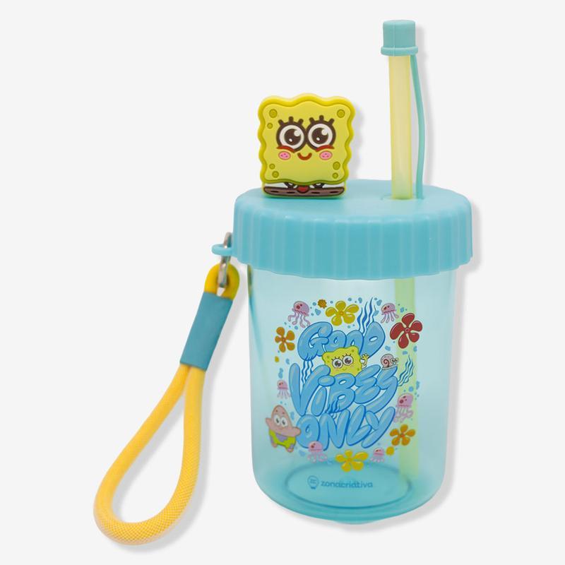 Copo Bob Esponja com Canudo Flip 500ml