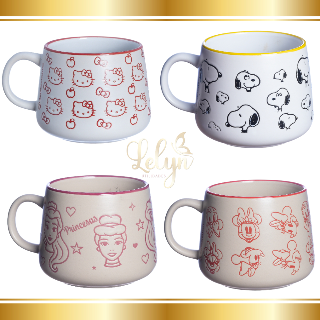 Caneca Moma Minnie Mouse, Princesas, Snoo...