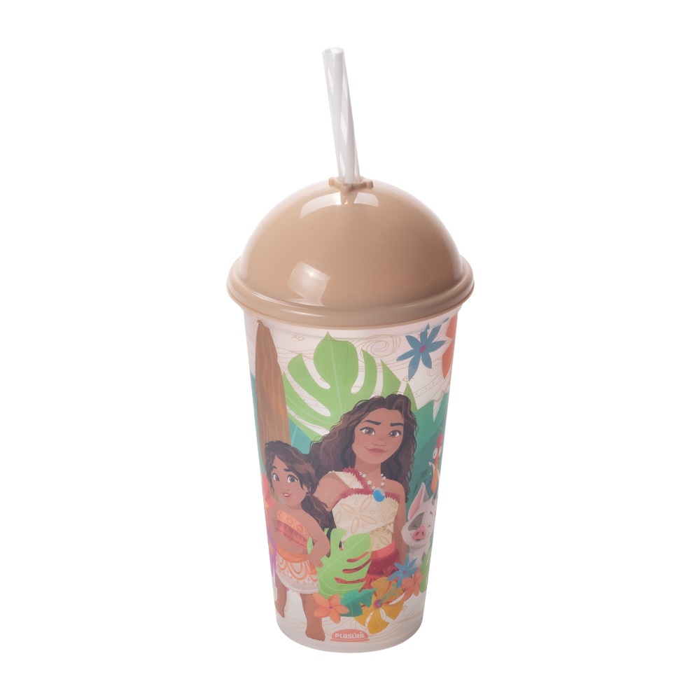 Kit 10 Copos com Canudo Moana 500ml